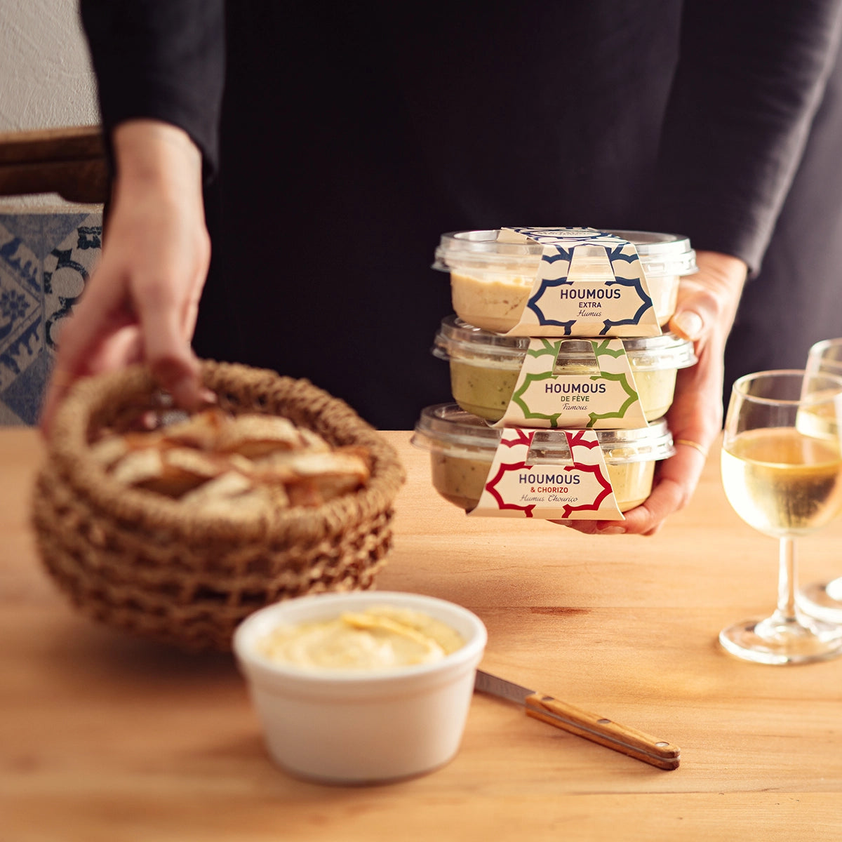 Nos houmous, idéaux pour un apéritif portugais de qualité